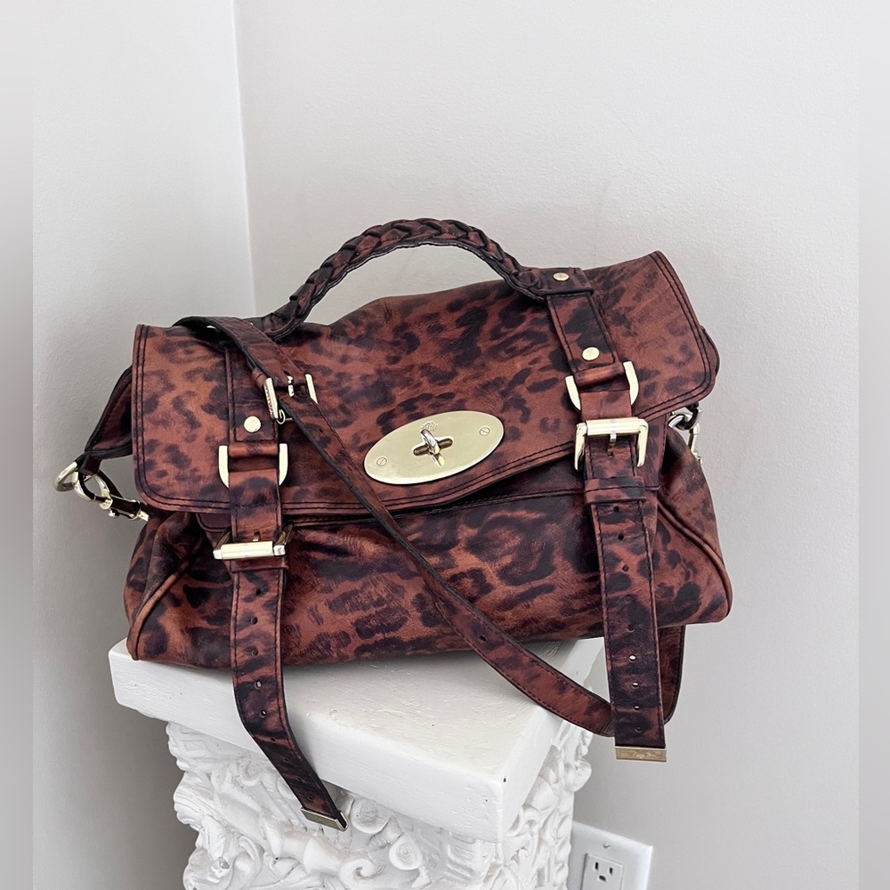 Mulberry Alexa Leopard Print Leather Satchel